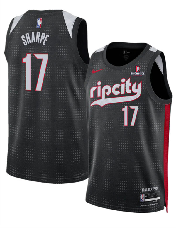 Men's Portland Trail Blazers #17 Shaedon Sharpe Black 2024 25 City Edition Edition Stitched Basketball Jersey
