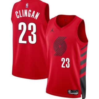 Men's Portland Trail Blazers #23 Donovan Clingan Red 2024 Draft Statement Edition Stitched Basketball Jersey