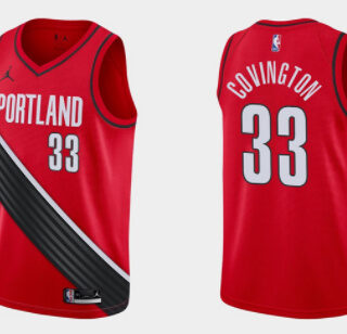 Men's Portland Trail Blazers #33 Robert Covington Red Statement Edition Stitched Basketball Jersey