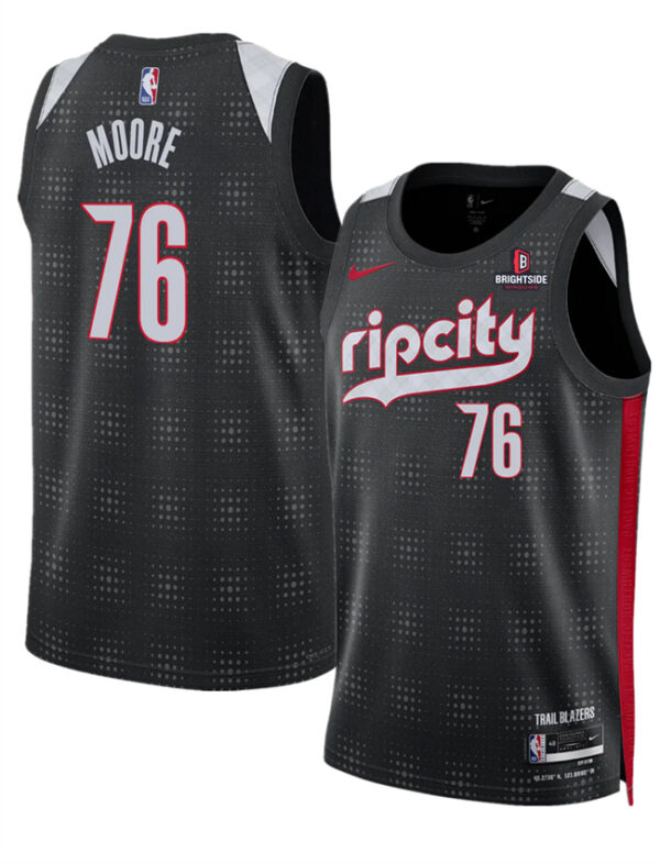 Men's Portland Trail Blazers #76 Taze Moore Black 2024 25 City Edition Edition Stitched Basketball Jersey