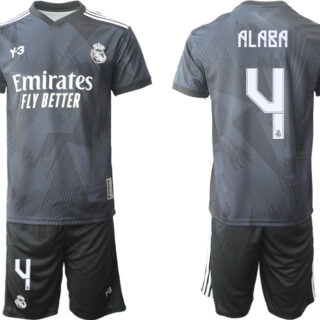 Men's Real Madrid #4 David Alaba 22 23 Black Soccer Jersey Suit