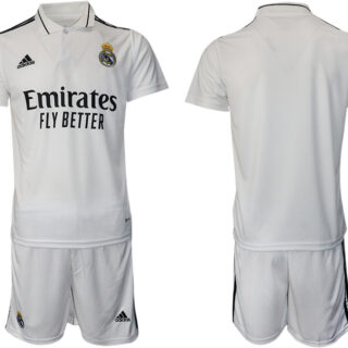 Men's Real Madrid Blank 22 23 White Home Soccer Jersey Suit 1