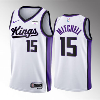Men's Sacramento Kings #15 Davion Mitchell White 2023 24 Association Edition Stitched Basketball Jersey