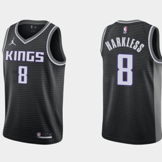 Men's Sacramento Kings #8 Maurice Harkless Swingman Black Statement Edition Stitched Jersey
