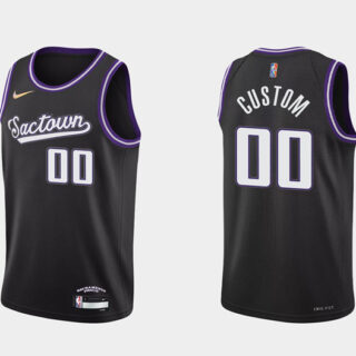 Men's Sacramento Kings Active Player Custom 2021 22 City Edition Black 75th Anniversary Stitched Basketball Jersey