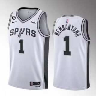 Men's San Antonio Spurs #1 Victor Wembanyama White 2022 23 Association Edition With NO.6 Patch Stitched Basketball Jersey