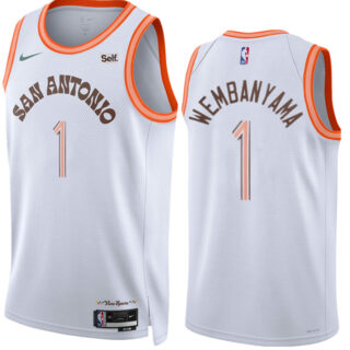 Men's San Antonio Spurs #1 Victor Wembanyama White 2023 24 City Edition Stitched Basketball Jersey