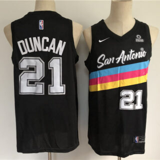 Men's San Antonio Spurs #21 Tim Duncan Black 2021 Nike City Edition Swingman Stitched NBA Jersey With The NEW Sponsor Logo