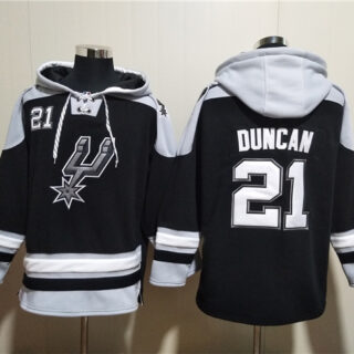 Men's San Antonio Spurs #21 Tim Duncan Black Ageless Must-Have Lace-Up Pullover Hoodie