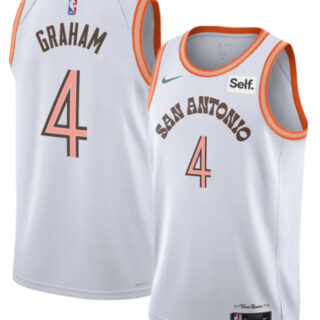 Men's San Antonio Spurs #4 Devonte' Graham White 2023 24 City Edition Stitched Basketball Jersey