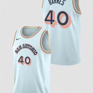 Men's San Antonio Spurs #40 Harrison Barnes Light Blue 2024 25 City Edition Stitched Basketball Jersey