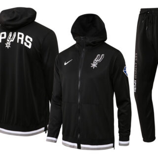 Men's San Antonio Spurs 75th Anniversary Black Performance Showtime Full-Zip Hoodie Jacket And Pants Suit