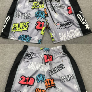 Men's San Antonio Spurs Black Grey Shorts (Run Small)