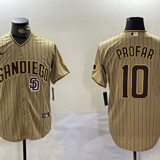 Men's San Diego Padres #10 Jurickson Profar Tan Cool Base Stitched Baseball Jerseys