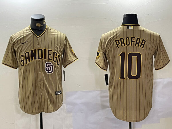 Men's San Diego Padres #10 Jurickson Profar Tan Cool Base Stitched Baseball Jerseys