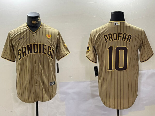 Men's San Diego Padres #10 Jurickson Profar Tan Cool Base Stitched Baseball Jerseys