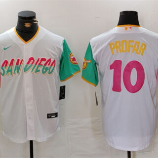 Men's San Diego Padres #10 Jurickson Profar White City Connect Cool Base Stitched Baseball Jersey