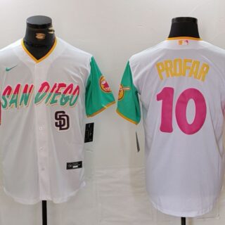 Men's San Diego Padres #10 Jurickson Profar White City Connect Cool Base Stitched Baseball Jerseys