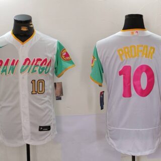 Men's San Diego Padres #10 Jurickson Profar White City Connect Cool Base Stitched Baseball Jerseys
