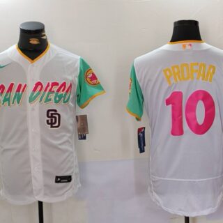 Men's San Diego Padres #10 Jurickson Profar White City Connect Cool Base Stitched Baseball Jerseys