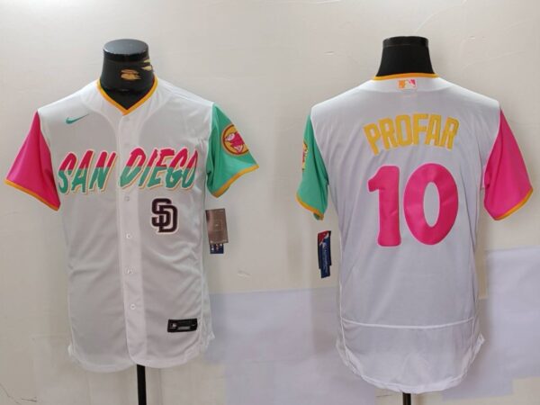 Men's San Diego Padres #10 Jurickson Profar White City Connect Cool Base Stitched Baseball Jerseys