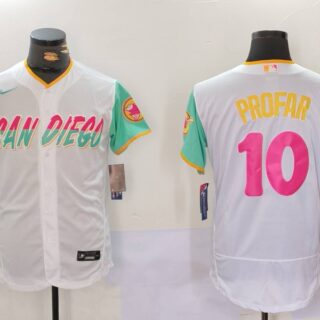 Men's San Diego Padres #10 Jurickson Profar White City Connect Cool Base Stitched Baseball Jersey