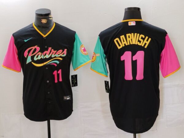 Men's San Diego Padres #11 Yu Darvish Black City Connect Cool Base Stitched Baseball Jerseys