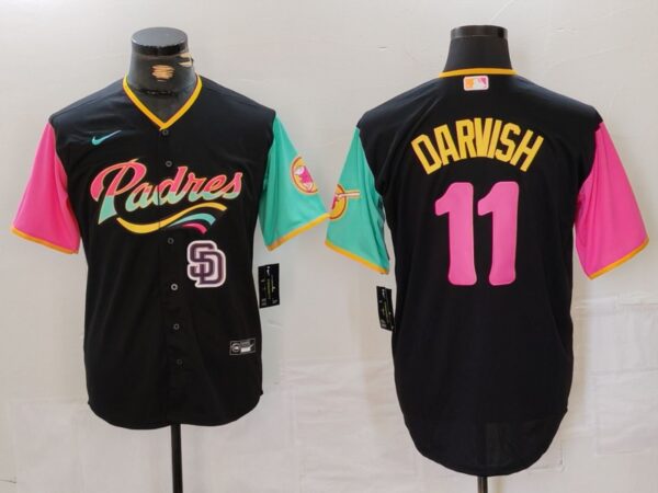 Men's San Diego Padres #11 Yu Darvish Black City Connect Cool Base Stitched Baseball Jerseys