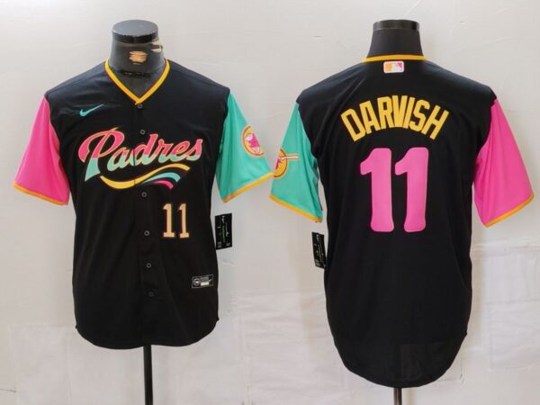Men's San Diego Padres #11 Yu Darvish Black City Connect Cool Base Stitched Baseball Jerseys