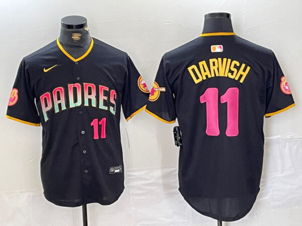 Men's San Diego Padres #11 Yu Darvish Black Cool Base Stitched Baseball Jerseys