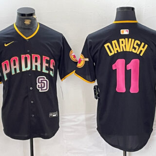 Men's San Diego Padres #11 Yu Darvish Black Cool Base Stitched Baseball Jerseys