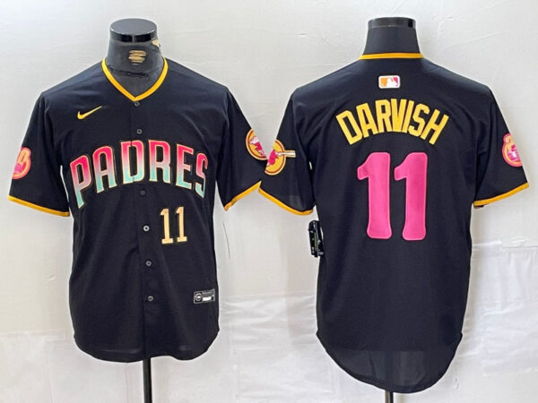 Men's San Diego Padres #11 Yu Darvish Black Cool Base Stitched Baseball Jerseys