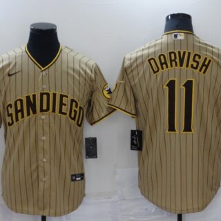 Men's San Diego Padres #11 Yu Darvish Brown Cool Base Stitched Jersey