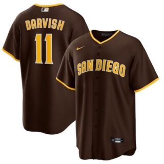 Men's San Diego Padres #11 Yu Darvish Brown Cool Base Stitched Jersey