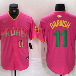 Men's San Diego Padres #11 Yu Darvish Pink Cool Base Stitched Baseball Jerseys