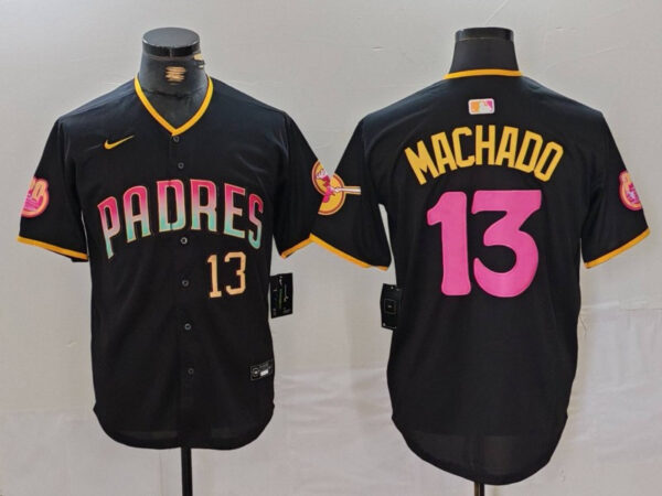 Men's San Diego Padres #13 Manny Machado Black Cool Base Stitched Baseball Jerseys