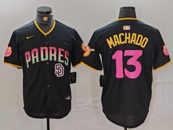 Men's San Diego Padres #13 Manny Machado Black Cool Base Stitched Baseball Jerseys
