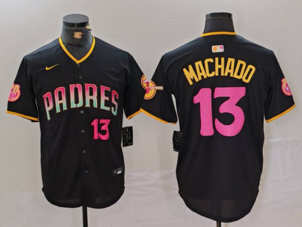 Men's San Diego Padres #13 Manny Machado Black Cool Base Stitched Baseball Jerseys