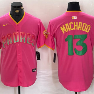 Men's San Diego Padres #13 Manny Machado Pink Cool Base Stitched Baseball Jersey