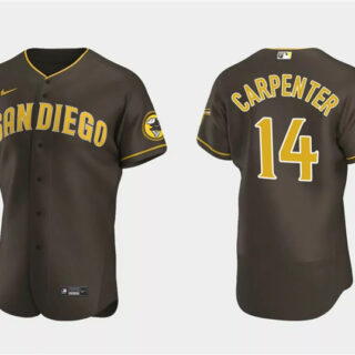 Men's San Diego Padres #14 Matt Carpenter Brown Flex Base Stitched Baseball Jersey