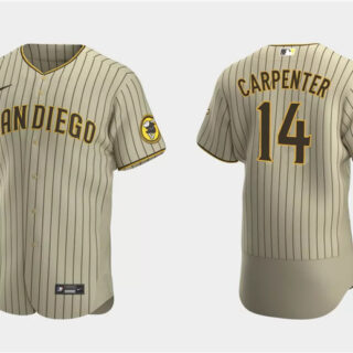 Men's San Diego Padres #14 Matt Carpenter Tan Flex Base Stitched Baseball Jersey