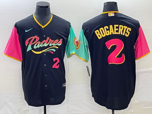 Men's San Diego Padres #2 Xander Bogaerts 2022 Black City Connect With Patch Cool Base Stitched Baseball Jersey