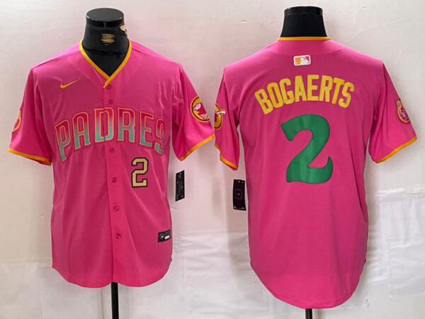 Men's San Diego Padres #2 Xander Bogaerts Pink Cool Base Stitched Baseball Jerseys