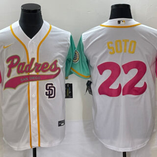 Men's San Diego Padres #22 Juan Soto White City Connect Cool Base With Path Stitched Baseball Jersey