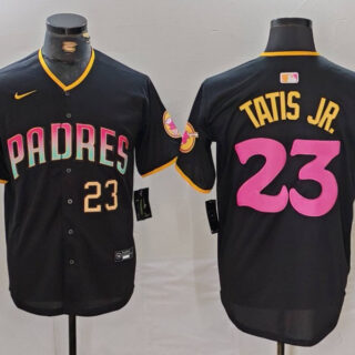 Men's San Diego Padres #23 Fernando Tatis Jr. Black Cool Base Stitched Baseball Jerseys