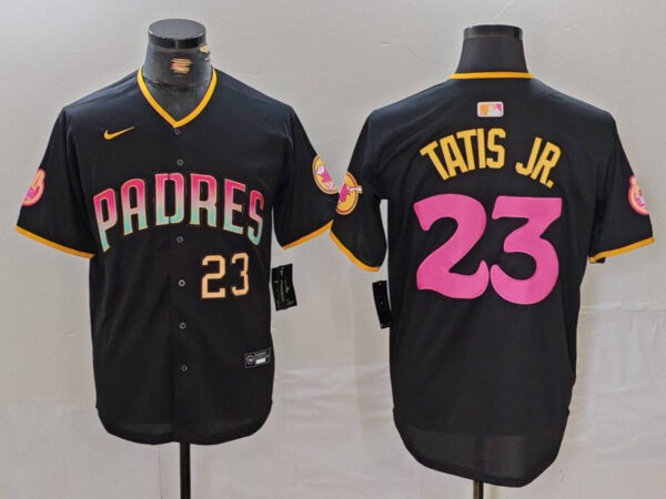 Men's San Diego Padres #23 Fernando Tatis Jr. Black Cool Base Stitched Baseball Jerseys