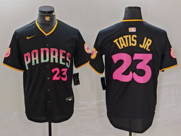 Men's San Diego Padres #23 Fernando Tatis Jr. Black Cool Base Stitched Baseball Jerseys