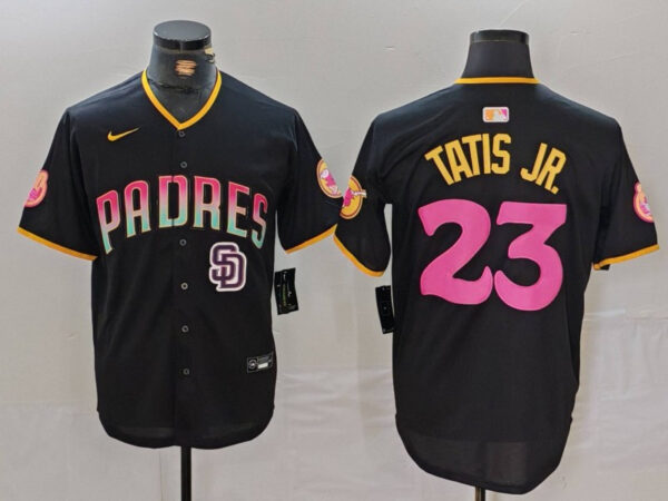 Men's San Diego Padres #23 Fernando Tatis Jr. Black Cool Base Stitched Baseball Jerseys