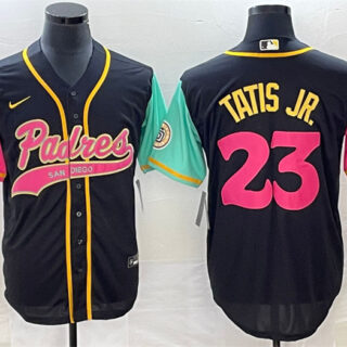 Men's San Diego Padres #23 Fernando Tatis Jr. Black Cool Base Stitched Baseball Jersey