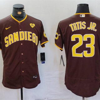 Youth San Diego Padres #23 Fernando Tatis Jr. Brown With PS Patch Flex Base Stitched Baseball Jersey